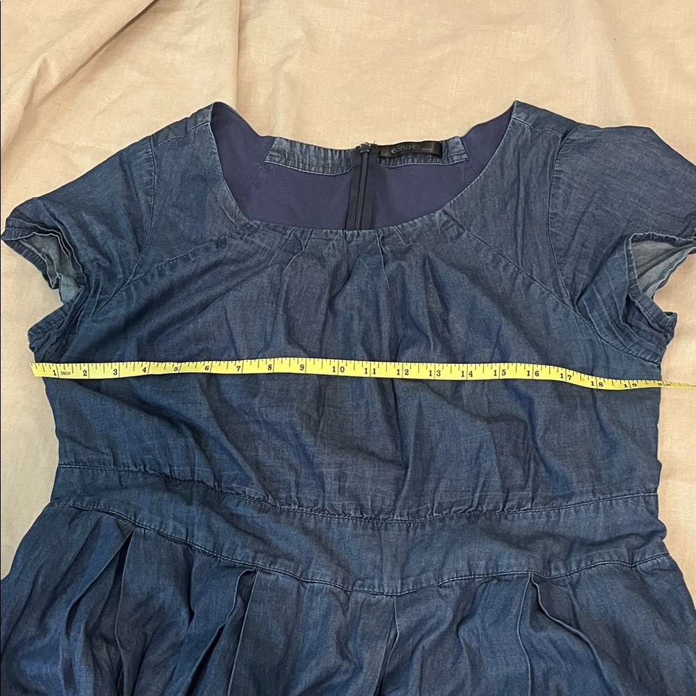 Eshakti Custom Cotton Denim Blue Women's Dress - Picture 9 of 13